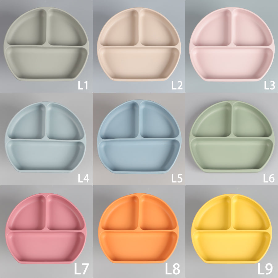 Silicone Divided Suction Plate – Cloud Grey