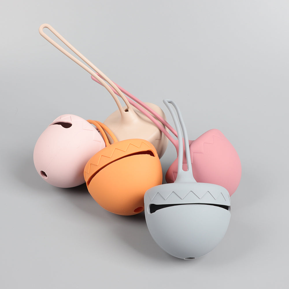 Silicon Acorn Shaped Pacifier Holder - Baby Pink