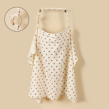 Hearts Nursing Cover with Wooden Ring