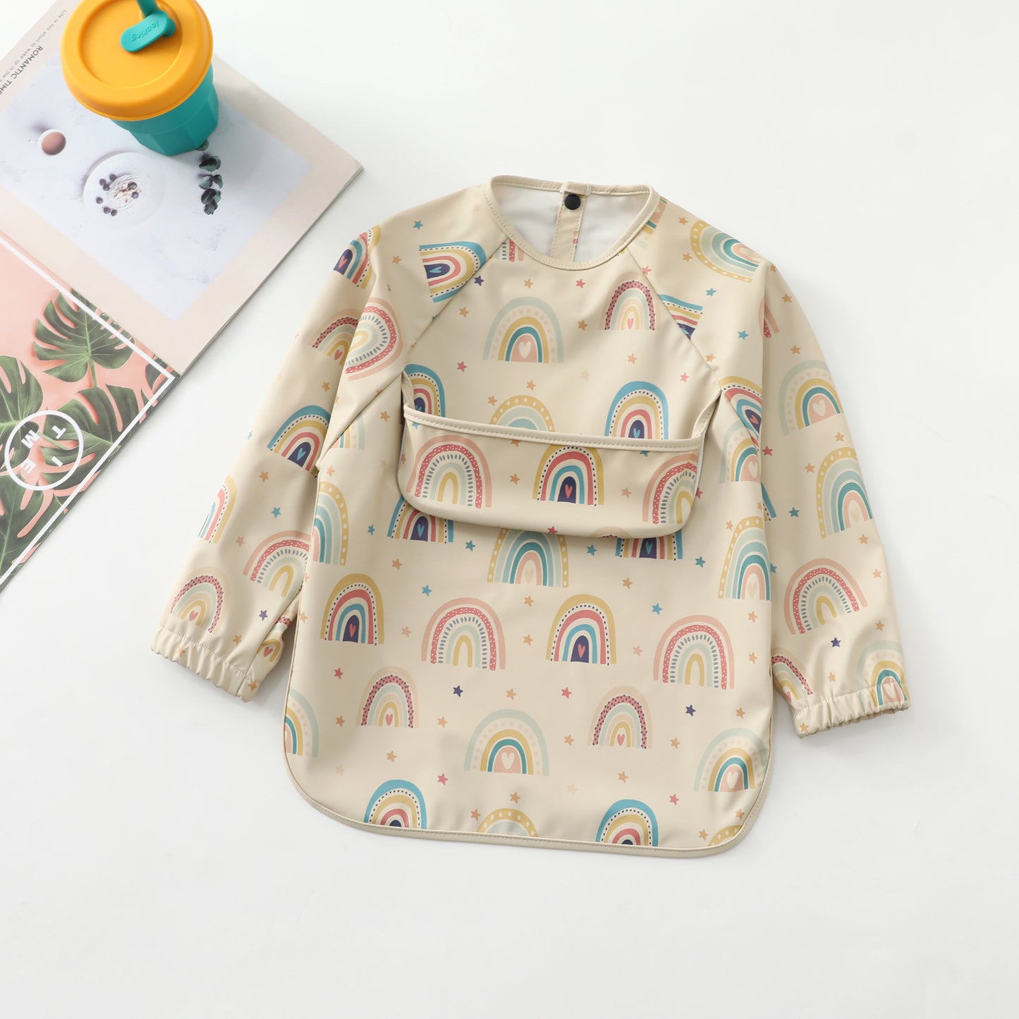 Rainbows Print Full-Sleeve Waterproof Bib