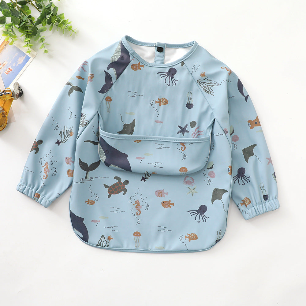Marine Life Print Long-Sleeve Waterproof Bib