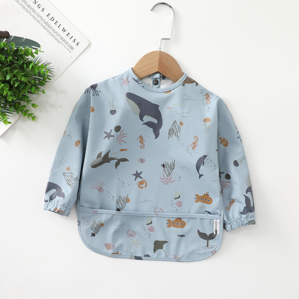 Ocean Friends Blue - Waterproof Long-Sleeve Baby Bib