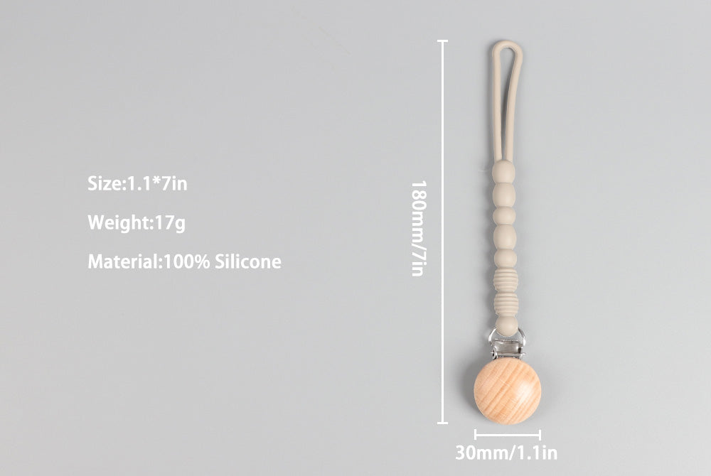 Silicon Pacifier Clip- Spot Beige