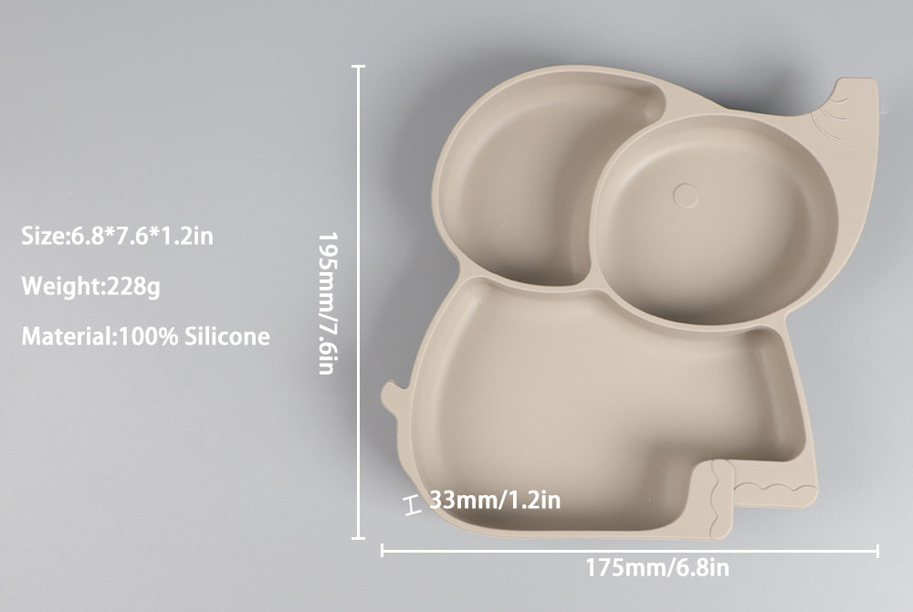 Elephant-Shaped Silicone Suction Plate