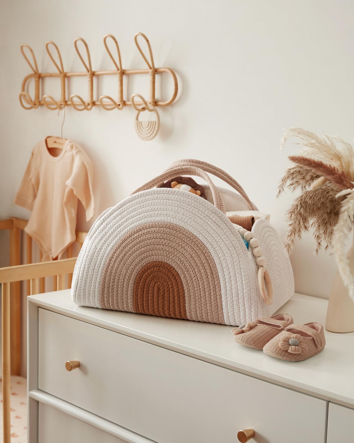 Rainbow Baby Diaper Caddy Organizer – Earthy Tones