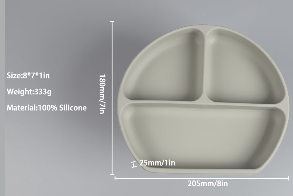 Silicone Divided Suction Plate – Cloud Grey