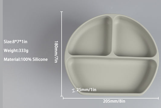 Silicone Divided Suction Plate – Cloud Grey