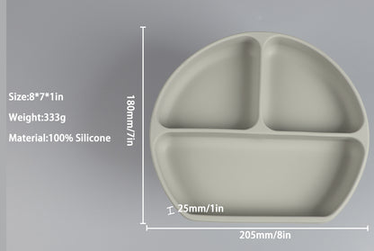 Silicone Divided Suction Plate with Spoon & Fork