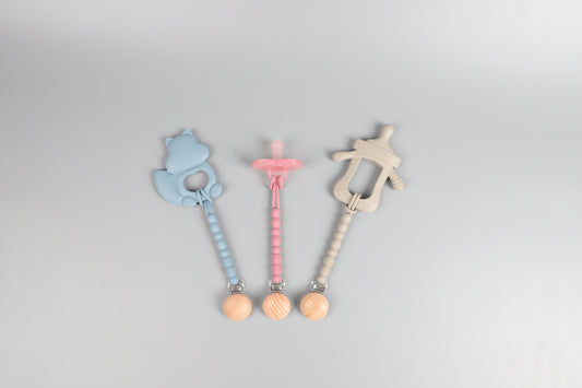 Silicone Pacifier Clip – Cloud Grey