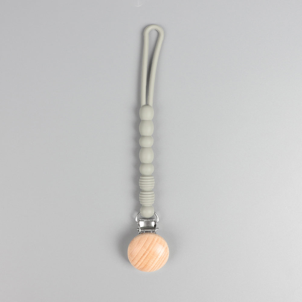 Silicone Pacifier Clip – Cloud Grey