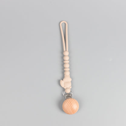 Silicone Squirrel Pacifier Clip – Spot Beige