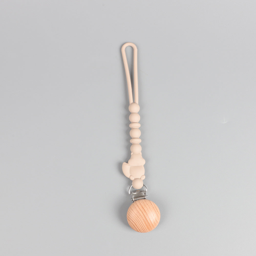Silicone Squirrel Pacifier Clip – Spot Beige