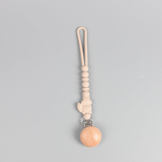 Silicone Squirrel Pacifier Clip – Spot Beige