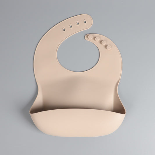 Silicone Baby Bib – Spot Beige