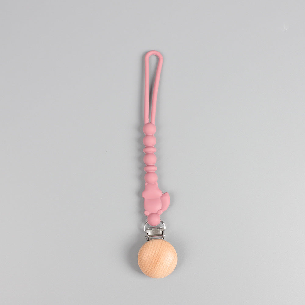 Silicone Squirrel Pacifier Clip – Dusty Rose