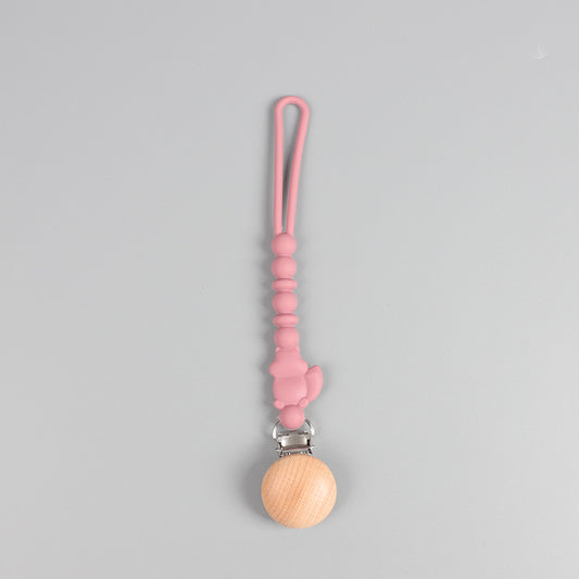 Silicone Squirrel Pacifier Clip – Dusty Rose