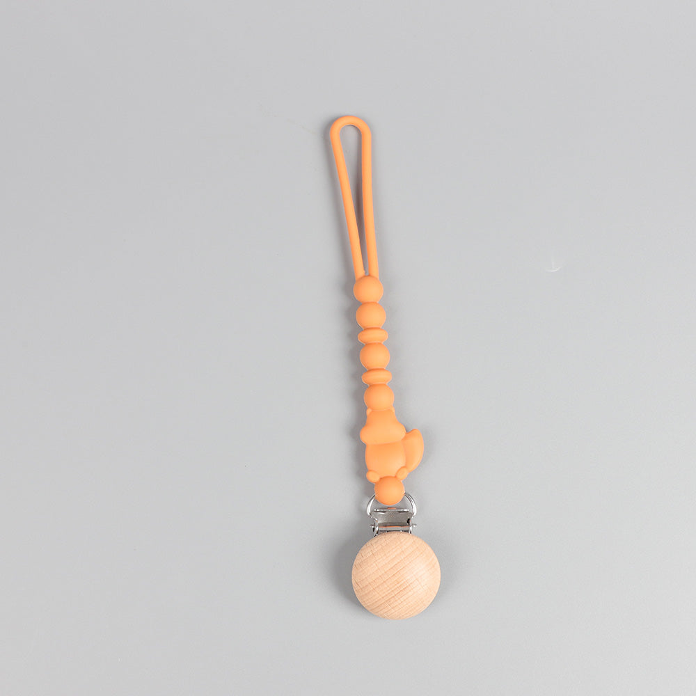 Silicone Squirrel Pacifier Clip – Funky Orange