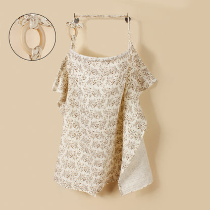 Floral Nursing Cover with Wooden Ring