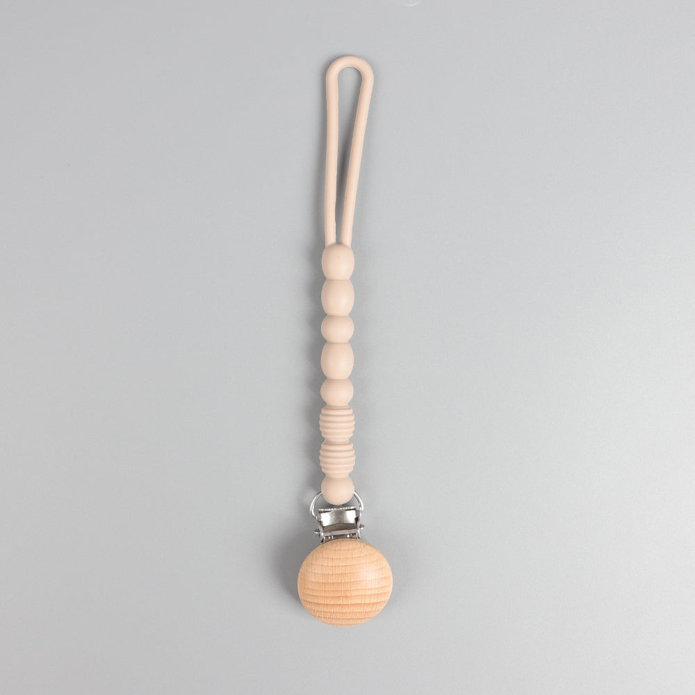 Silicon Pacifier Clip- Spot Beige
