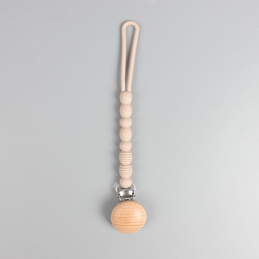Silicon Pacifier Clip- Spot Beige