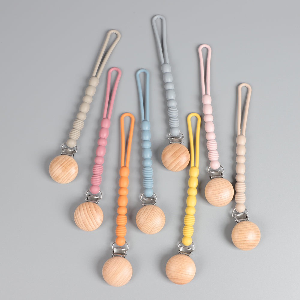 Silicon Pacifier Clip- Spot Beige