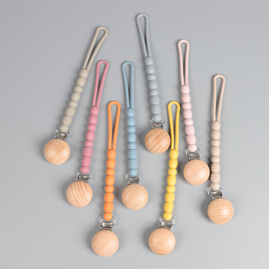 Silicon Pacifier Clip- Spot Beige