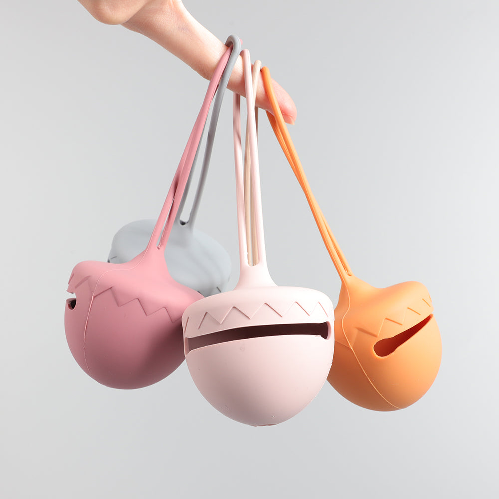 Silicon Acorn Shaped Pacifier Holder - Baby Pink