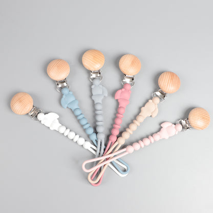 Silicone Squirrel Pacifier Clip – Spot Beige