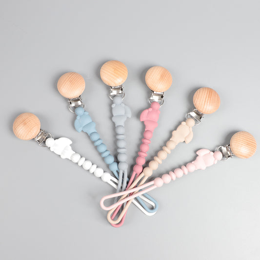 Silicone Squirrel Pacifier Clip – Spot Beige