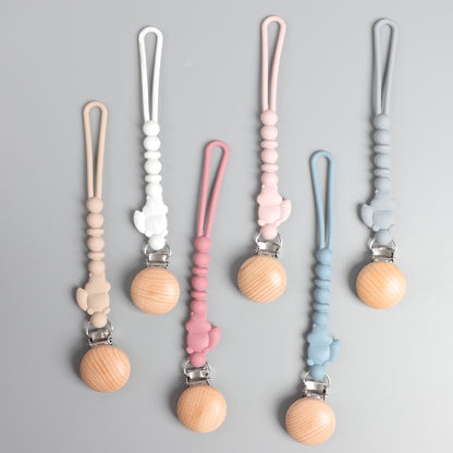 Silicone Squirrel Pacifier Clip – Spot Beige
