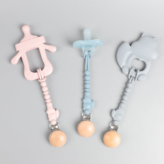 Silicone Squirrel Pacifier Clip – Powder Blue