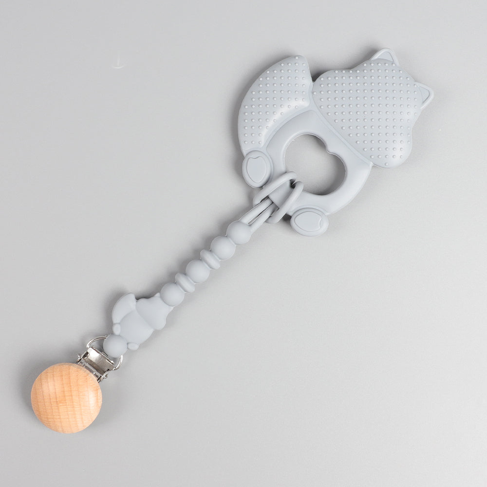 Silicone Squirrel Pacifier Clip – Powder Blue