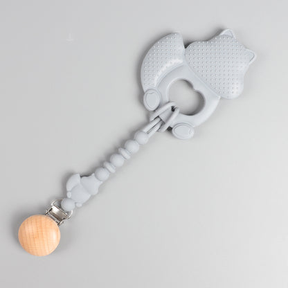 Silicone Squirrel Pacifier Clip – Spot Beige