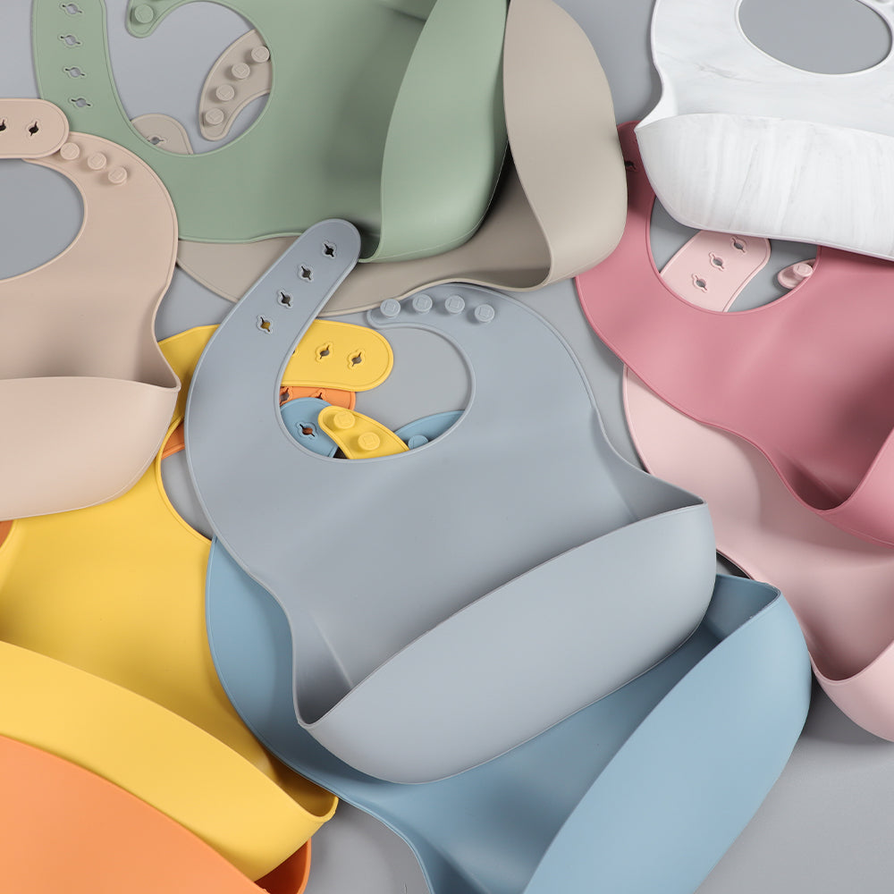 Silicone Baby Bib – Cloud Grey